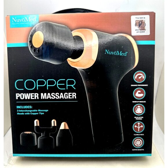 NuvoMed Other - Cordless Copper Power Massager Rechargeable 3 Massage Heads 424311 New